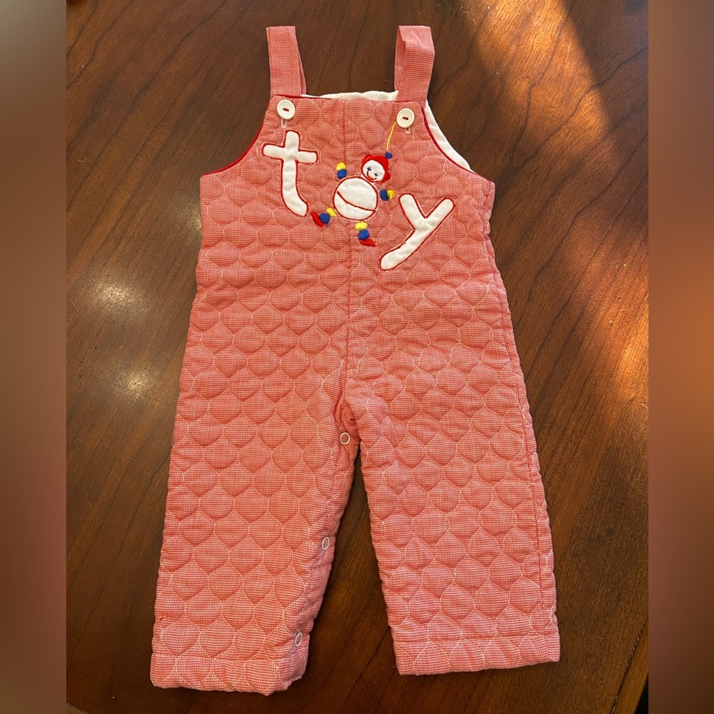 Vintage Clown Appliqué Quilted Homemade Overall 0-3, 3-6 months